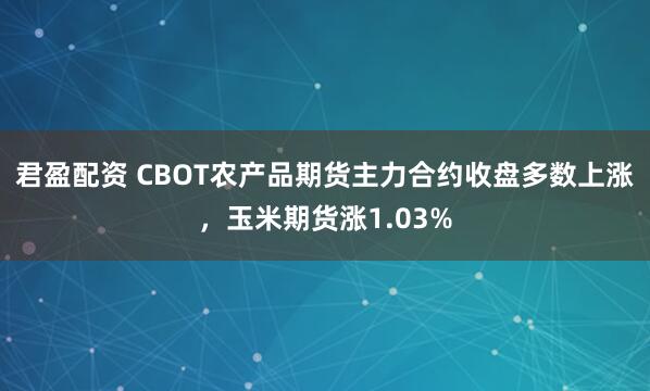 君盈配资 CBOT农产品期货主力合约收盘多数上涨，玉米期货涨1.03%