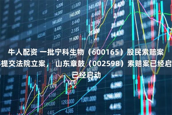 牛人配资 一批宁科生物（600165）股民索赔案再提交法院立案， 山东章鼓（002598）索赔案已经启动